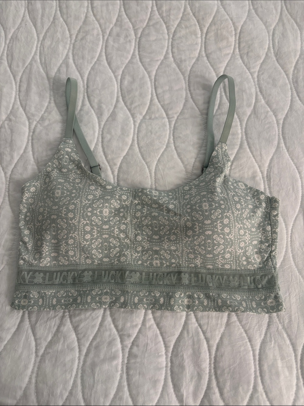 Lucky Brand Light Sage Floral Bralette Size Medium